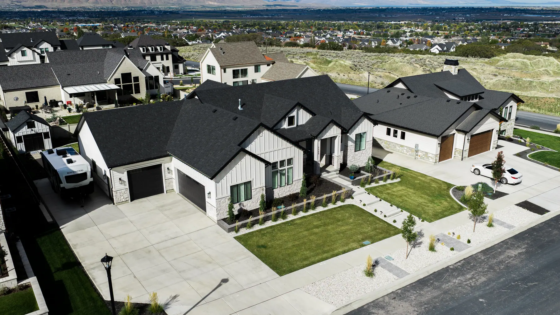 New-build front yard by J&H Landscaping in Utah County