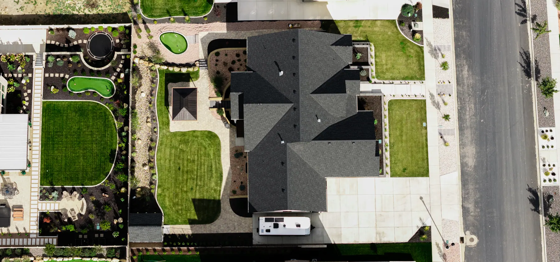 Front and back yards from above by J&H Landscaping in Utah County