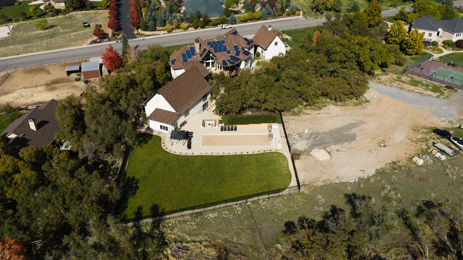 Backyard lawn from above by J&H Landscaping in Utah County
