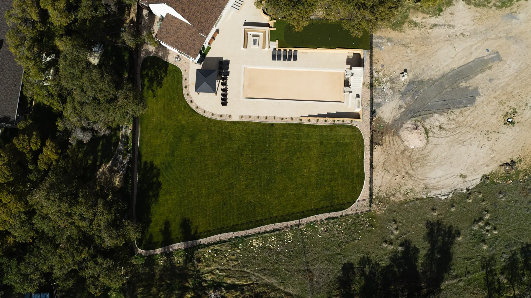 Lawn and patio from above by J&H Landscaping in Utah County