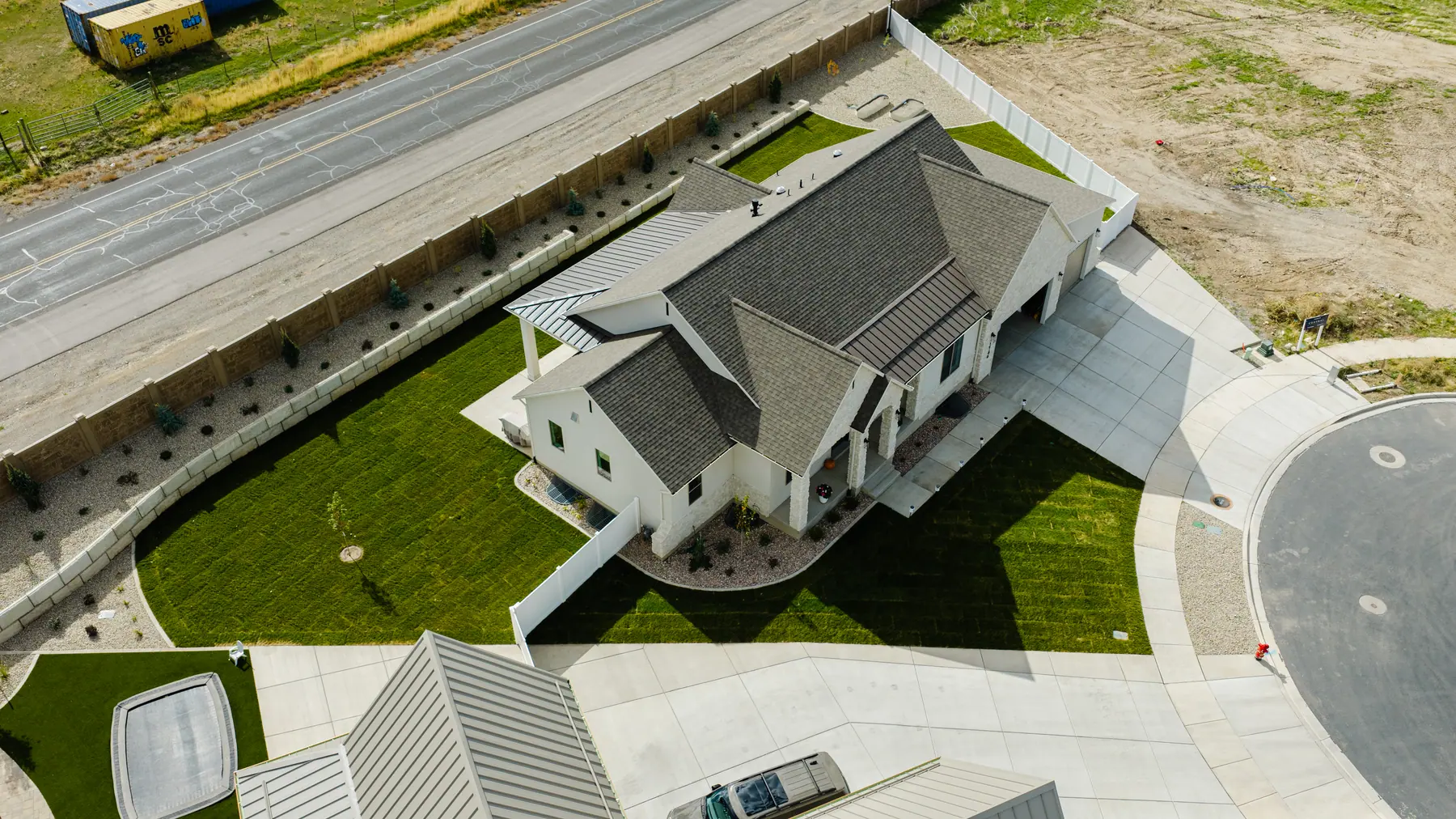 Backyard lawn from above by J&H Landscaping in Utah County
