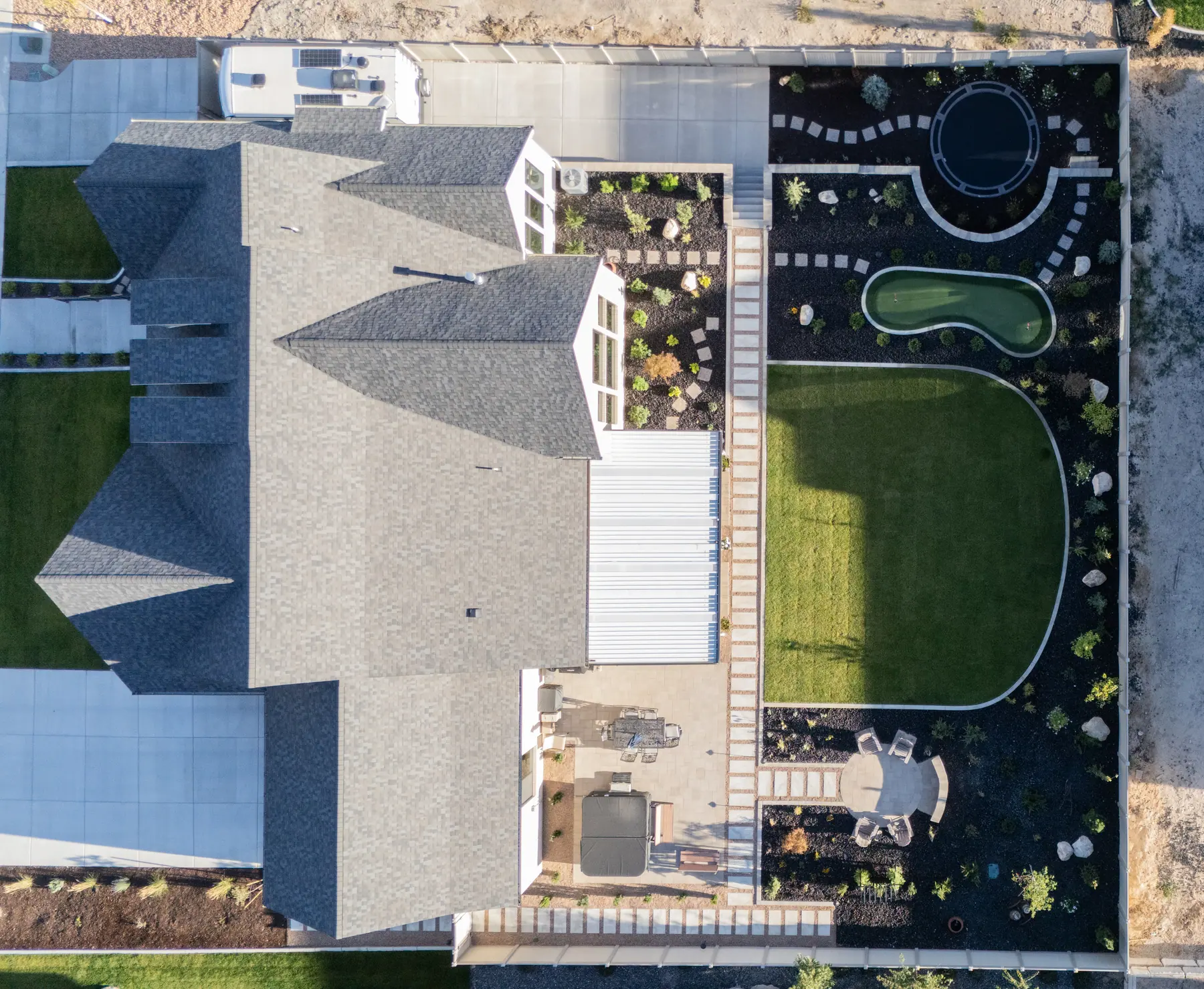 Backyard from straight above by J&H Landscaping in Salem
