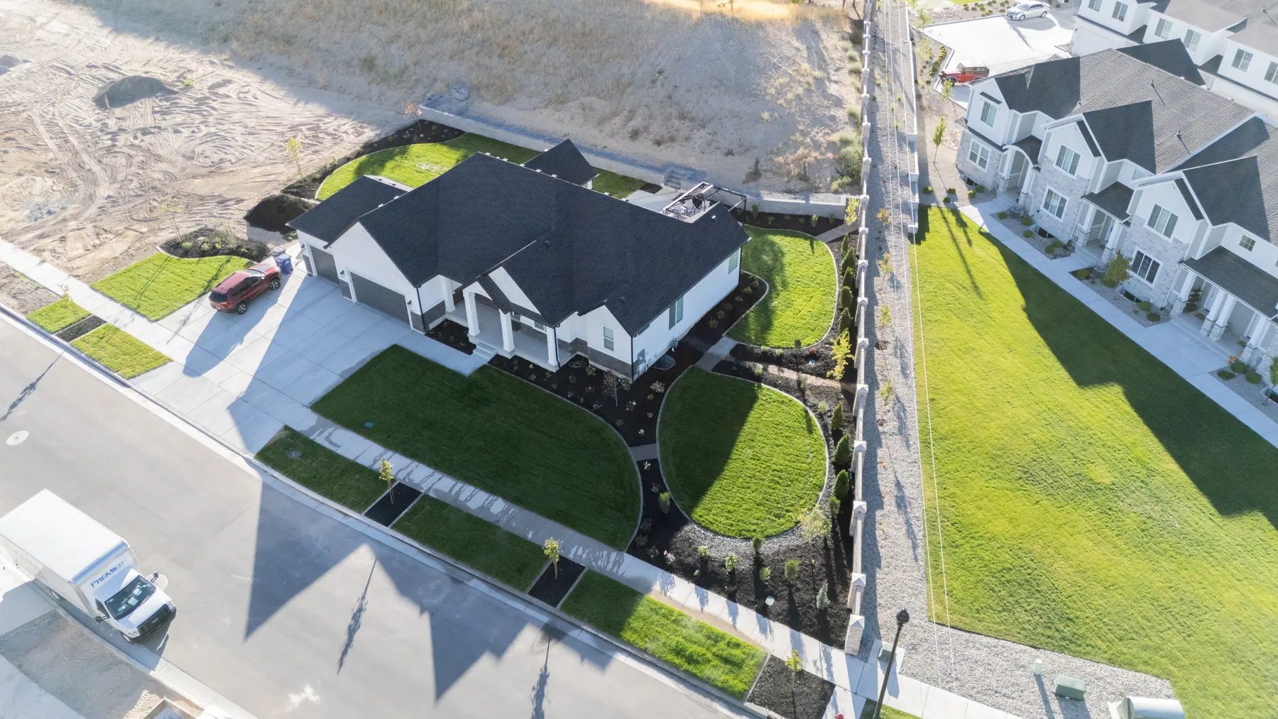 Corner lot from above by J&H Landscaping in Spanish Fork