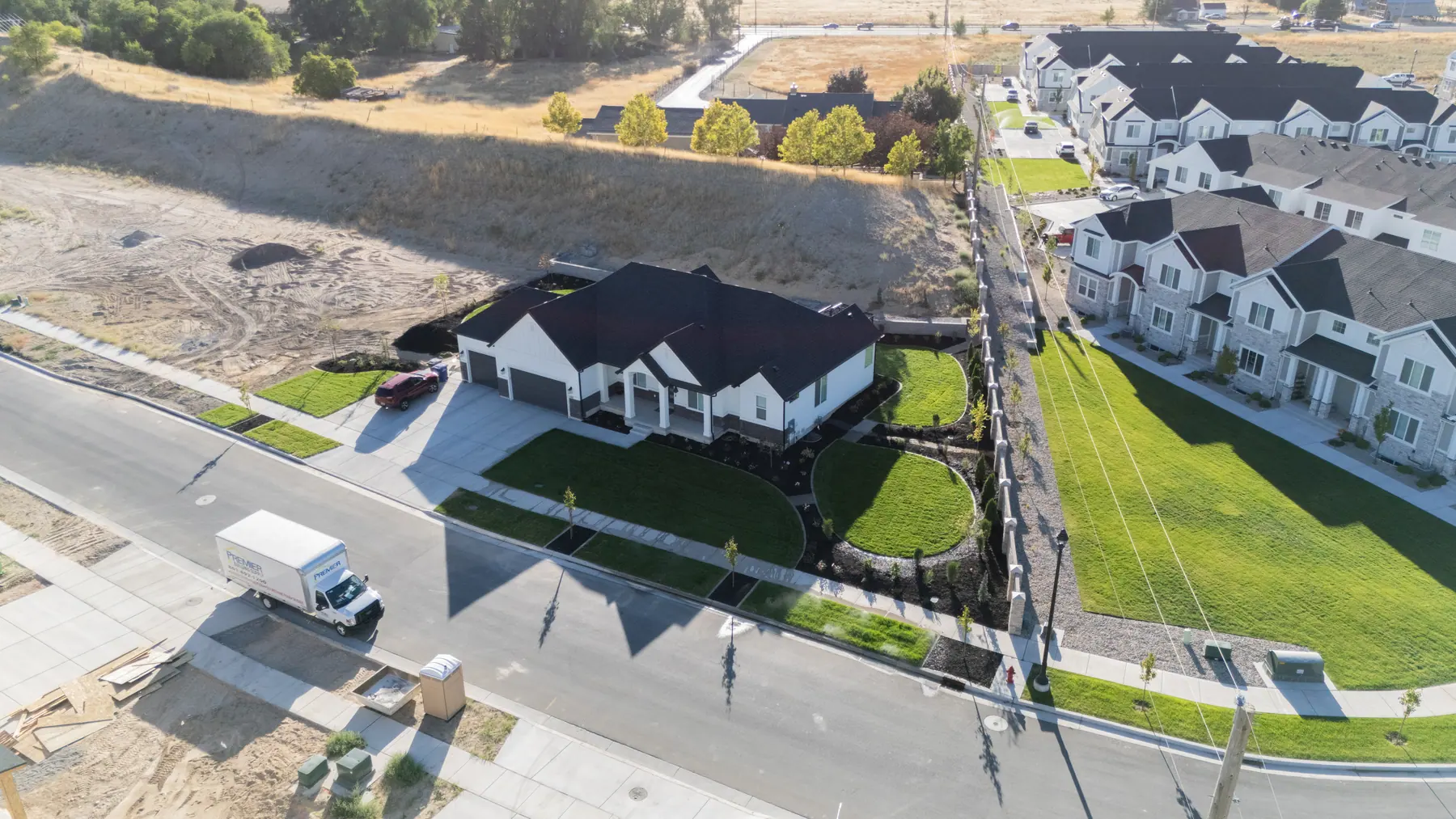 New-build yard from above by J&H Landscaping in Spanish Fork