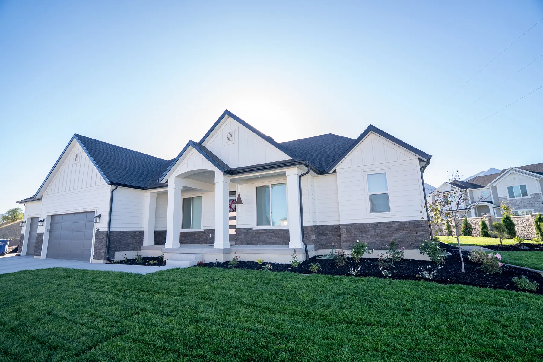 New-build front lawn by J&H Landscaping in Spanish Fork