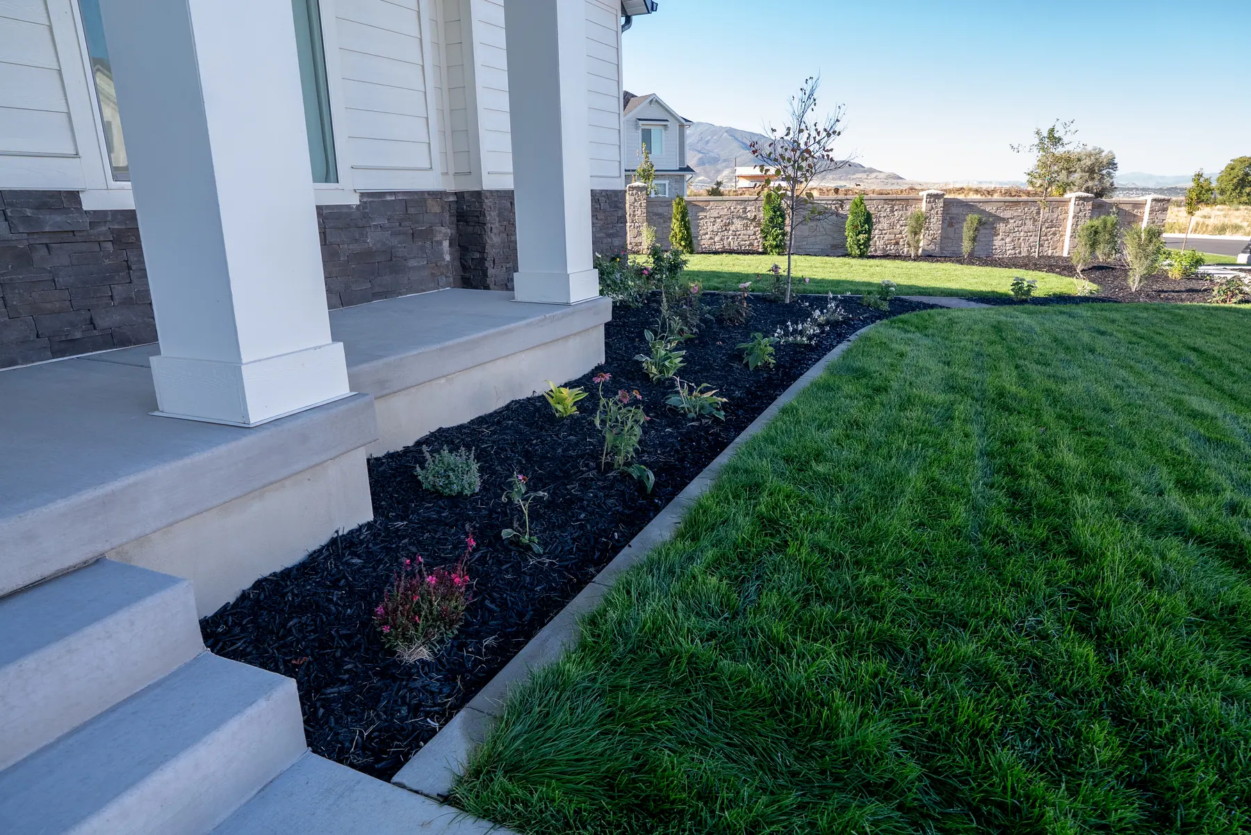 Front beds and lawn by J&H Landscaping in Spanish Fork