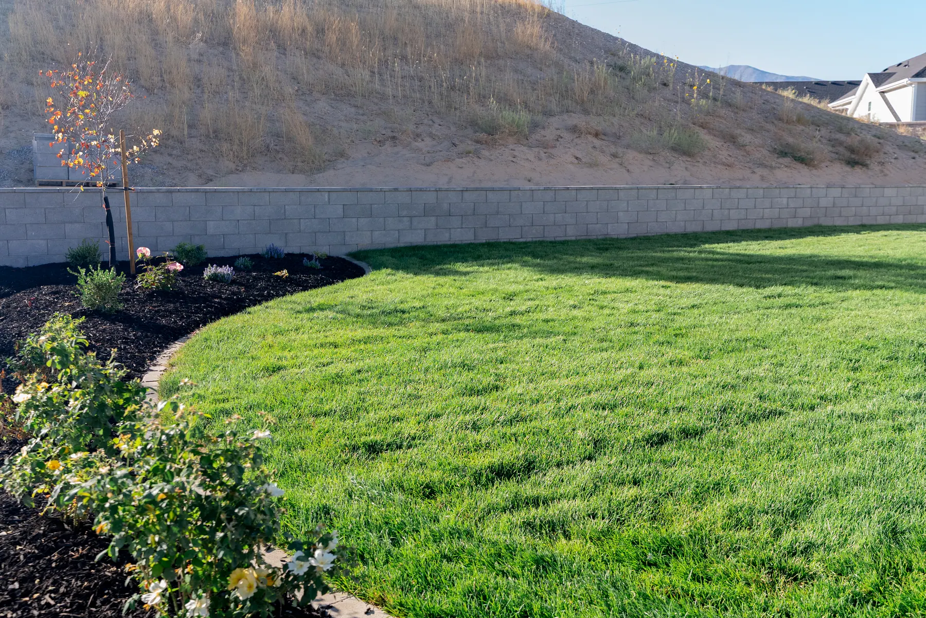 Backyard lawn by the hillside by J&H Landscaping in Spanish Fork