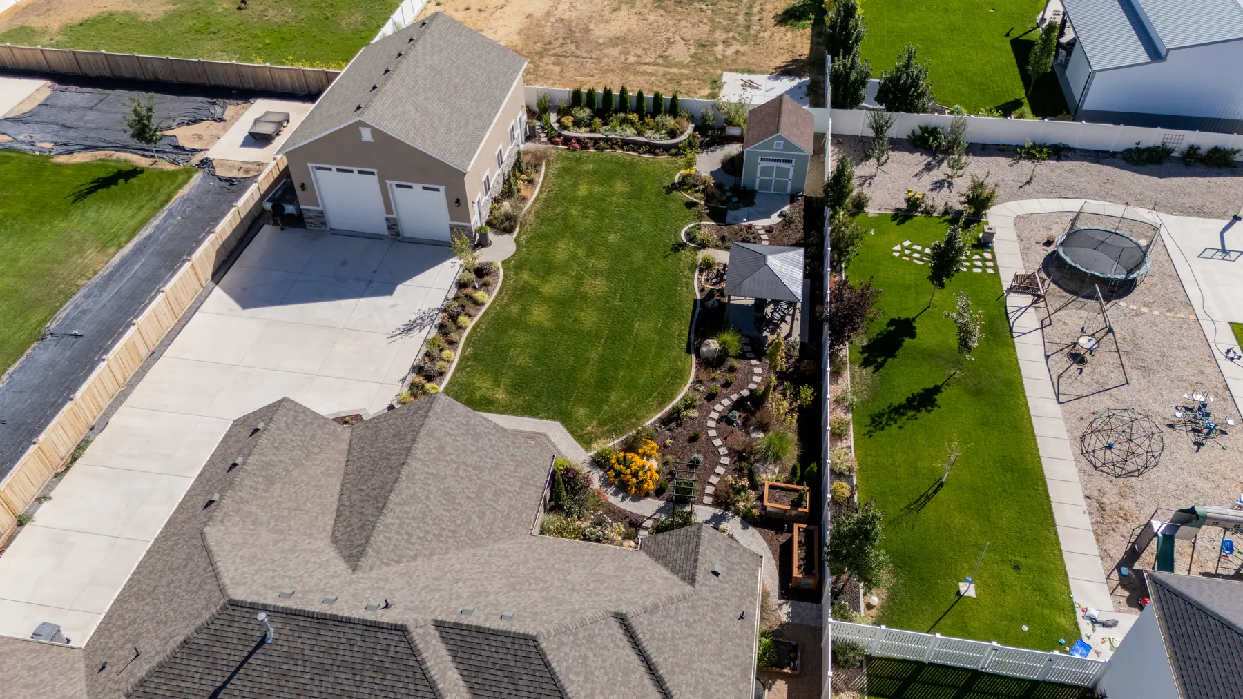 Garden yard from above by J&H Landscaping in Mapleton