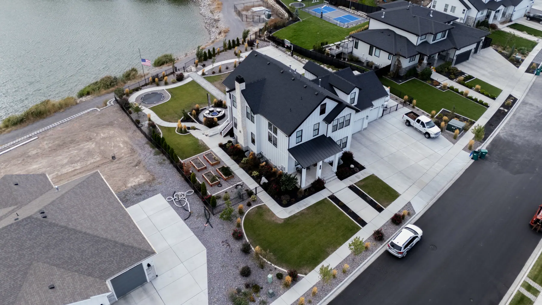Lakeside yard from above by J&H Landscaping in Utah County